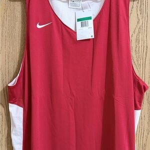 Nike Men's Red and White Basketball Tank - Reversible